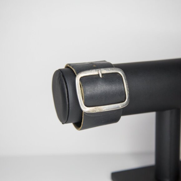 Vintage Gothic Punk Black Leather Cuff with Buckle - Picture 1 of 8